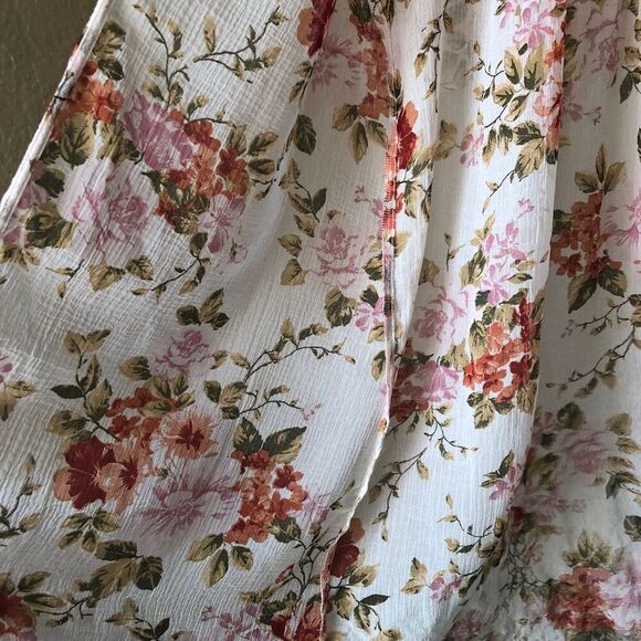 American Eagle Outfitters Medium Kimono Cardigan Rose Print Sheer Cottage Core - Picture 4 of 11